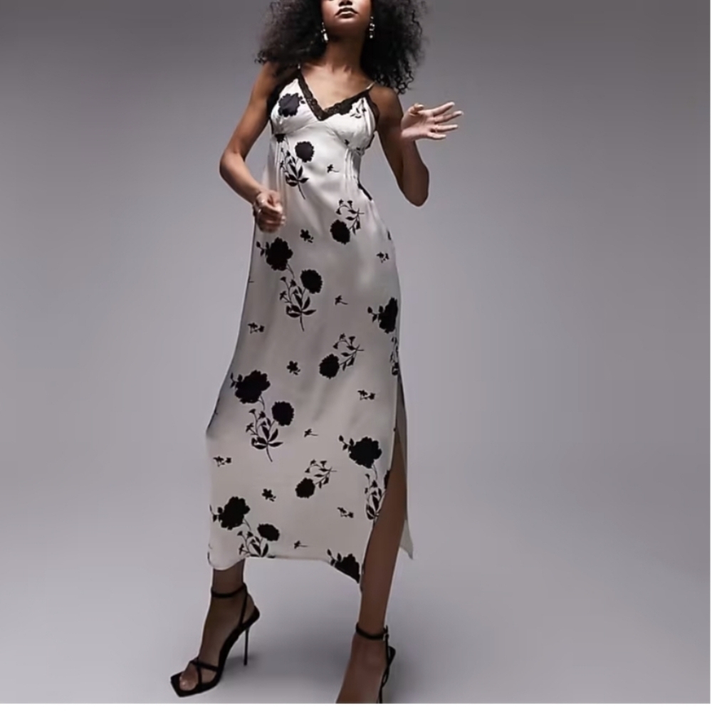 Topshop lace slip midi dress